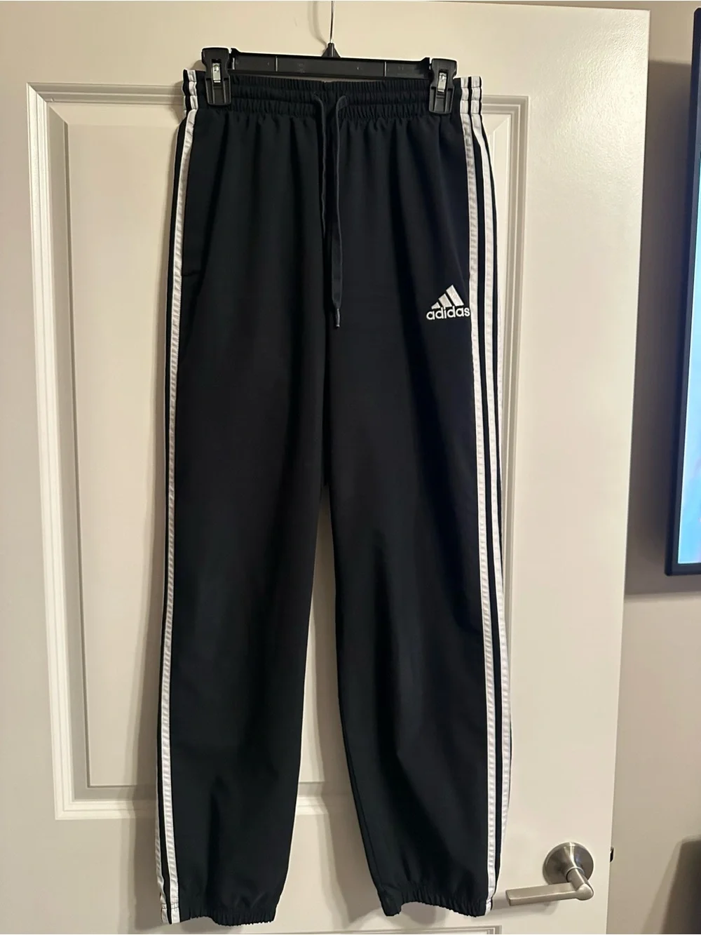 adidas Black Joggers with White Side Stripes - Mens